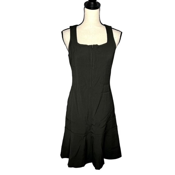 Club Monaco Black Sleeveless Square Neckline A-Line Zip Up Front Dress Size 4 - Picture 1 of 10